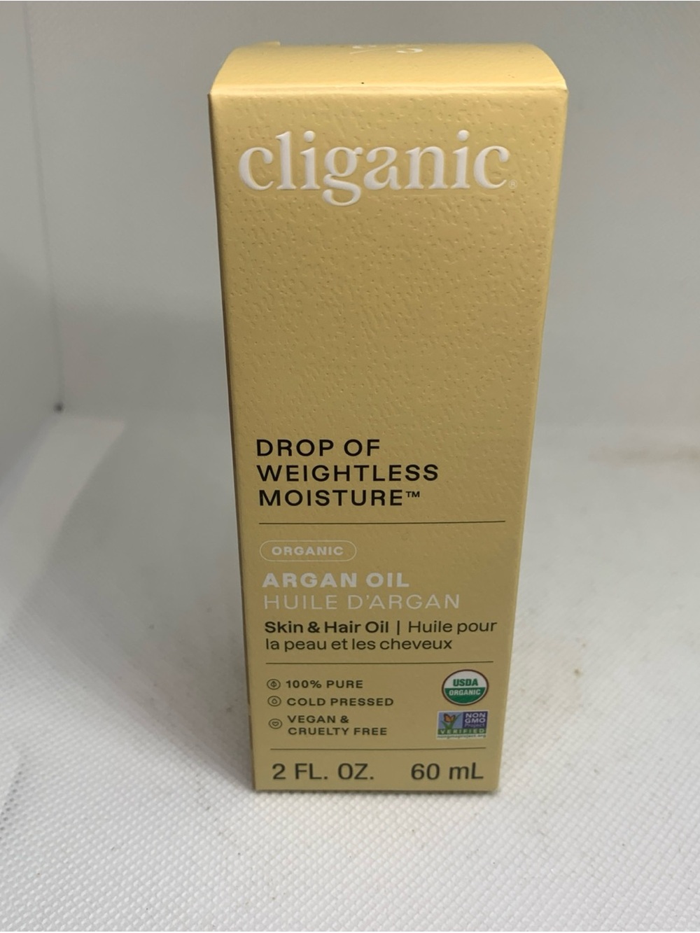 Cliganic Drop of Weightless Moisture Argan Oil For Skin and Hair NIB 2 Fl Oz
